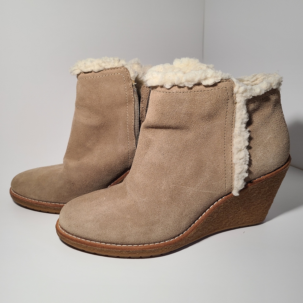 Cole Haan Tan Suede Wedge Boots Size 6.5